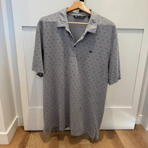 TravisMathew Men’s Grey Micro-Print Golf Polo Shirt – Size XL - Picture 2 of 12